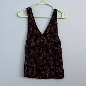 American Eagle Outfitters Black and Purple Floral Tank Top